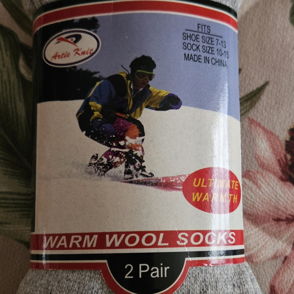 #643 Artic Knit- Men's Gray Wool Warm Socks - 2 Pairs